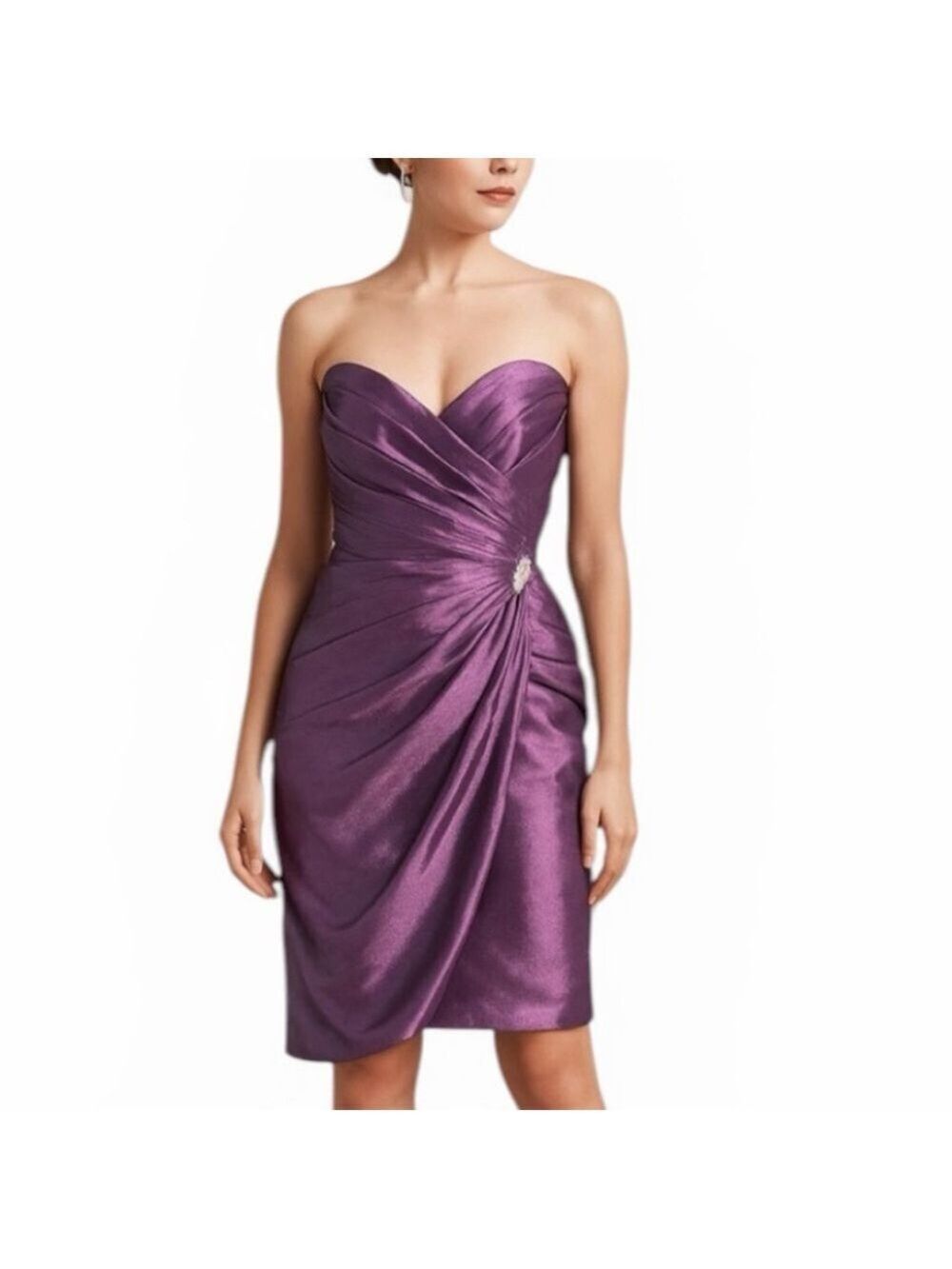 Sophia Tolli Amethyst Iridescent Strapless Corset Back Dress New with Tags Sz 10